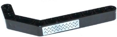 Lego Technic, Liftarm, Modified Bent Thick 1 x 11.5 Double with Tread Plate Pattern (Sticker) - Set 42008 / Black