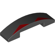 Lego Brick Curved 4 x 1 Double, No Studs with Red Triangles Print