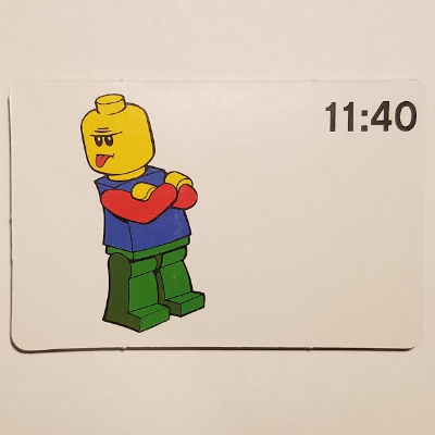 Lego Activity Card, Time-Teaching 24-Hour Clock 11:40 / [No Color/Any Color]