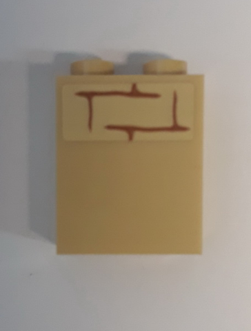 Lego Brick 1 x 2 x 2 with Inside Stud Holder with Brick Wall with Medium Nougat Mortar on Tan Background Pattern (Sticker) - Set 75948 / Tan