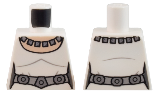 Lego Torso SW Female Ceremonial Dress, Silver Necklace and Detailed Belt with 3 Emblems, Light Nougat Neck Pattern / White