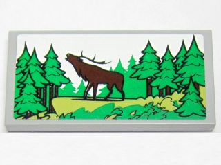 Lego Tile 2 x 4 with Elk and Forest Pattern (Sticker) - Set 10229