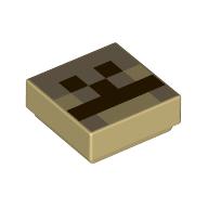 Lego Tile 1 x 1 with Dark Brown Squares / Pixelated Camel Face print / Tan