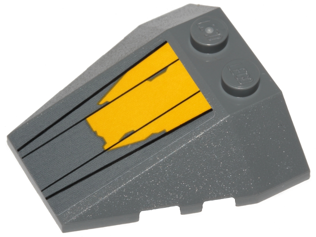 Lego Wedge 4 x 4 Triple with Stud Notches with Jedi Starfighter Hull Plates with Yellow Peeling Paint Pattern (Sticker) - Set 75214