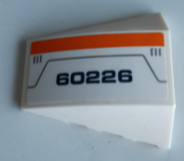 Lego Wedge 4 x 4 Triple Curved No Studs with Dark Blue '60226', Orange Stripe, Dark Bluish Gray Lines Pattern Model Left Side (Sticker) - Set 60226