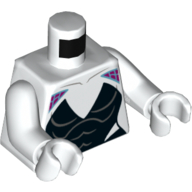 Lego Torso Jumpsuit with Dark Purple Webbing on Shoulders and Black Panels Print (Spider Girl/Gwen), White Arms and Hands / White