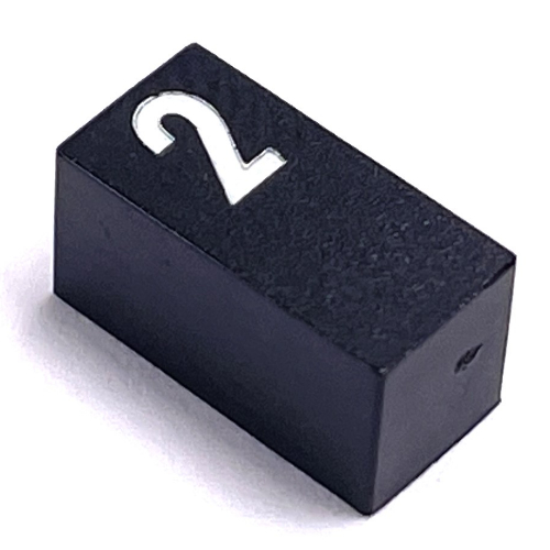 Lego Modulex Tile 1 x 2 with White '2' Half Size Print, without Internal Supports