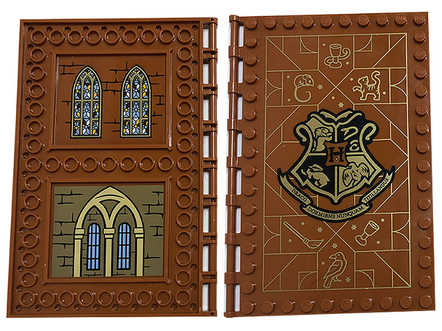 Lego Tile, Modified 10 x 16 with Studs on Edges and Bar Handles with Hogwarts Transfiguration Class and Brick Walls and Stained Glassed Windows Pattern on Inside (Stickers) - Set 76382