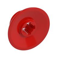 Lego Train Wheel Small, hole notched for wheels holder pin / Red