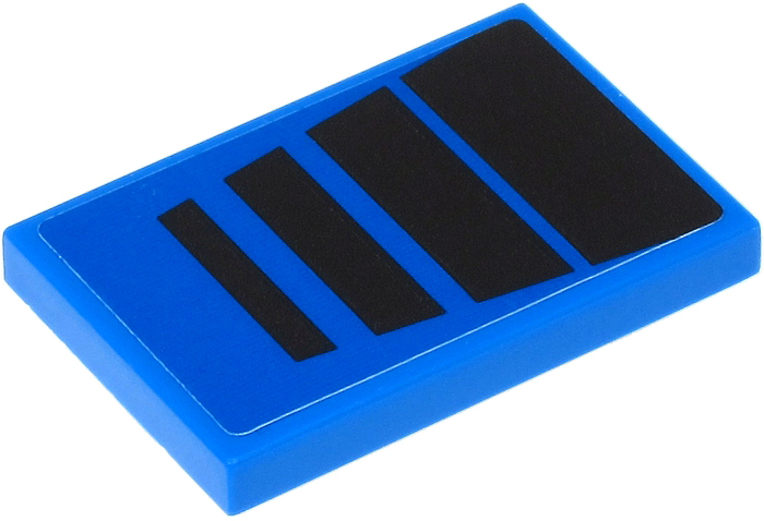 Lego Tile 2 x 3 with 4 Black Trapezoids on Blue Background Pattern (Sticker) - Set 60260