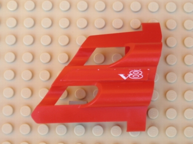 Lego Technic, Panel Fairing # 1 Large Short, Large Holes, Side A with White 'V8' Pattern (Sticker) - Set 8448
