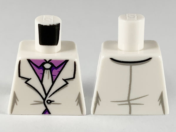 Lego Torso Suit, Medium Lavender Shirt, White Tie Pattern / White