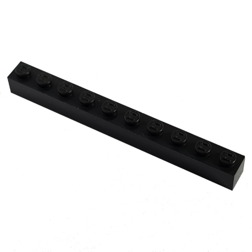 Lego Modulex Brick 1 x 10 with M on Stud / Modulex Black