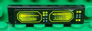 Lego Tile 1 x 4 with Buttons and Neon Green Screens on Black Background Pattern Model Right Side (Sticker) - Set 8107 / Black
