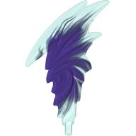 Lego Flame, Axle, with Marbled Dark Purple Pattern / Trans-Light Blue