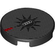 Lego Tile Round 2 x 2 with Silver Stripes, Audi Logo Print