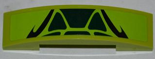 Lego Slope, Curved 4 x 1 x 2/3 Double with 6 Dark Green Scales and 2 Black Swirls Pattern (Sticker) - Set 9447