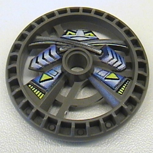 Lego Technic Disc 5 x 5 Notched, Ninja Print / Dark Gray