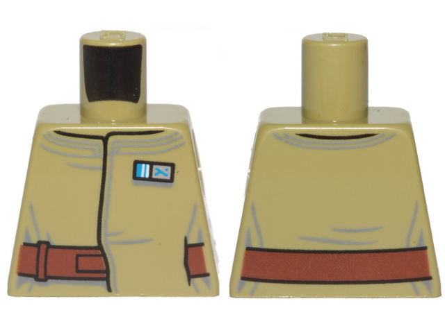 Lego Torso SW Jacket with Resistance Navy Admiral Rank Badge and Reddish Brown Belt Pattern / Olive Green