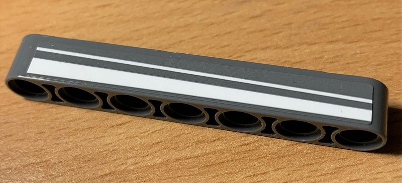Lego Technic, Liftarm Thick 1 x 7 with 2 White Stripes Pattern Model Right Side (Sticker) - Set 42078