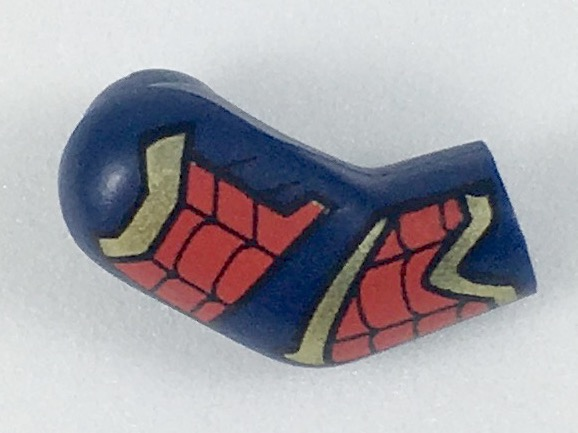 Lego Arm, Right with Gold and Red Armor, Black Webs Pattern / Dark Blue