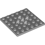 Lego Plate 6 x 6 with 5 Center Holes / Light Bluish Gray