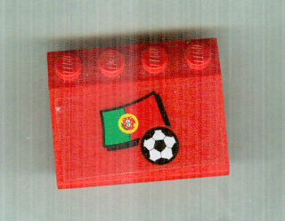 Lego Slope 33 3 x 4 with Flag of Portugal and Soccer Ball on Transparent Background Pattern (Sticker) - Set 3407 / Red