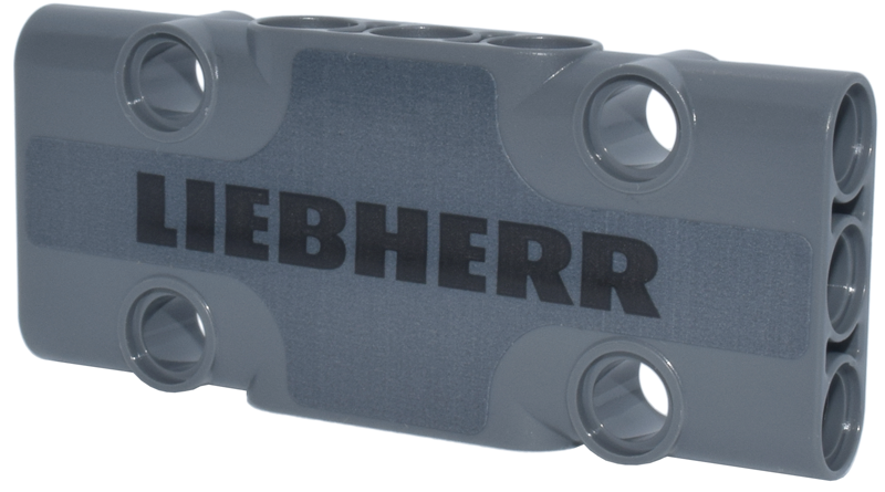 Lego Technic, Panel Plate 3 x 7 x 1 with Black 'LIEBHERR' Pattern (Sticker) - Set 42146 / Dark Bluish Gray
