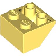 Lego Brick Sloped Inverted 45° 2 x 2 [Round Hollow Bottom Pin, Bar-sized Stud Holes] / Bright Light Yellow