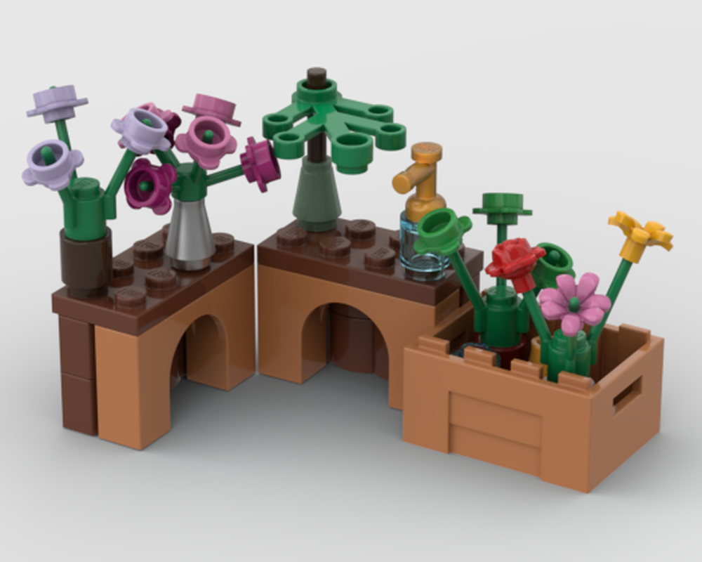 Lego Florist's Workbench - minifigure scale