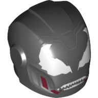 Lego Helmet with Armor Plates and Ear Protectors with White Eyes, Sharp Teeth (Venom) / Black