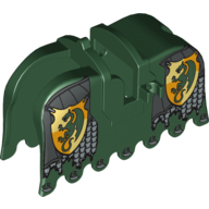 Lego Animal / Creature Accessory, Horse Barding with Kingdoms Dragon Shield and Armour Print / Dark Green