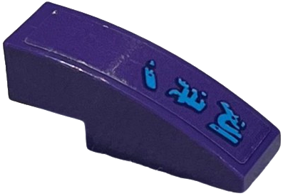 Lego Slope, Curved 3 x 1 with Dark Azure Ninjago Logogram 'D81' Pattern Model Right Side (Sticker) - Set 70639 / Dark Purple