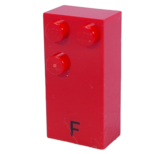 Lego Braille Brick 2 x 4 with 3 Studs ⠋ and 'F' Print