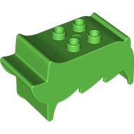 Lego Duplo Brick, Hair, 2 x 2 Top Studs, Spiked to Side, Spiked Bangs / Bright Green