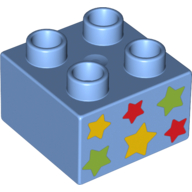 Lego Duplo Brick 2 x 2 with 6 Stars Print