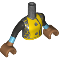 Lego Minidoll Torso Girl with Yellow Honeycomb, 2 Hexagon Buttons Print, Pearl Titanium Sleeves with Medium Azure Cuffs Print, Medium Nougat Hands / Pearl Titanium