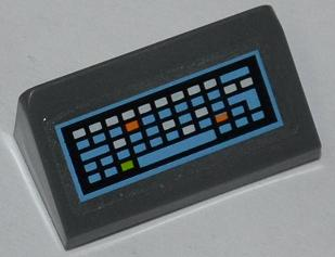 Lego Slope 30 1 x 2 x 2/3 with Computer Keyboard Pattern (Sticker) - Set 6873 / Dark Bluish Gray