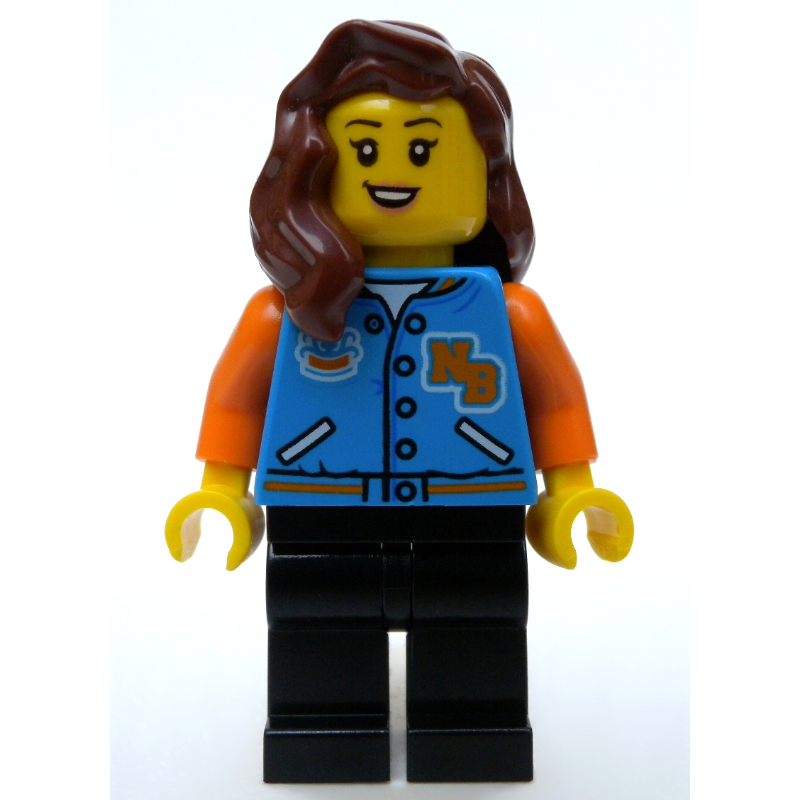 Lego Dark Azure Torso, Black Legs, Reddish Brown Hair