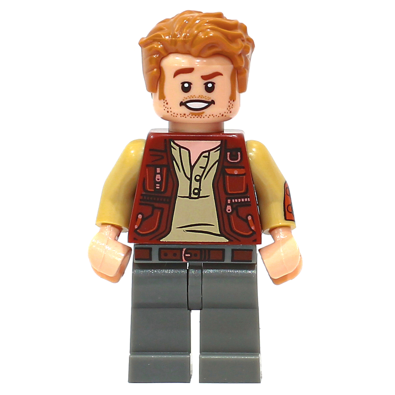 Lego Owen Grady with Reddish Brown Vest, and Dark Bluish Gray Legs with Belt