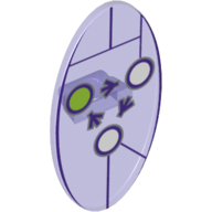 Lego Shield Ovoid with Grip and Dimensions Keystone Symbol with 2 White and 1 Lime Circles Print