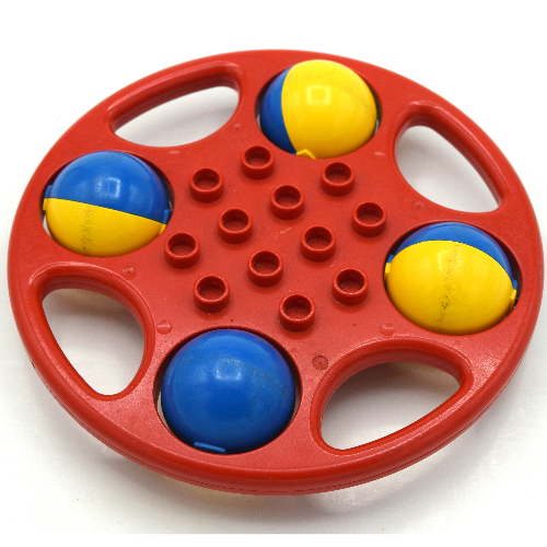 Lego Duplo Rattle Circular with Yellow/Blue Wheels / Red