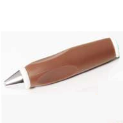 Lego Pen Body, with Chrome Tip, White Ends / Brown