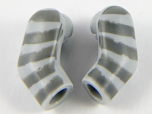 Lego Arm, (Matching Left and Right) Pair with 5 Dark Bluish Gray Stripes Pattern / Light Bluish Gray