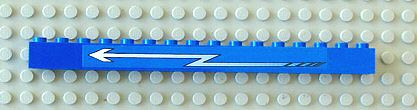 Lego Brick 1 x 16 with White Zigzag Arrow Left Pattern (Sticker) - Sets 4560 / 4561