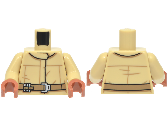 Lego Torso SW Mechanic Jumpsuit Coveralls with Band Collar, Dark Tan Belt with Silver Buckle Pattern / Tan Arms / Sienna Hands