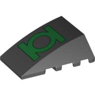 Lego Brick Wedged, Curved 4 x 4 No Top Studs with Green Lantern Logo Print