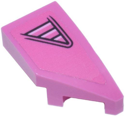 Lego Wedge 2 x 1 x 2/3 Right with Black and Bright Pink Triangle Air Intake Pattern (Sticker) - Set 77241