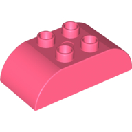 Lego Duplo Brick 2 x 4 Curved Top / Coral