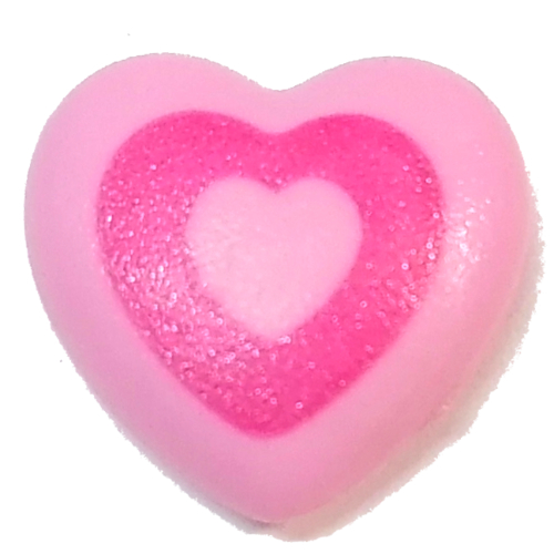 Lego Clikits Icon, Heart 2 x 2 Large with Pin, Dark Pink Heart Cutout Print / Bright Pink